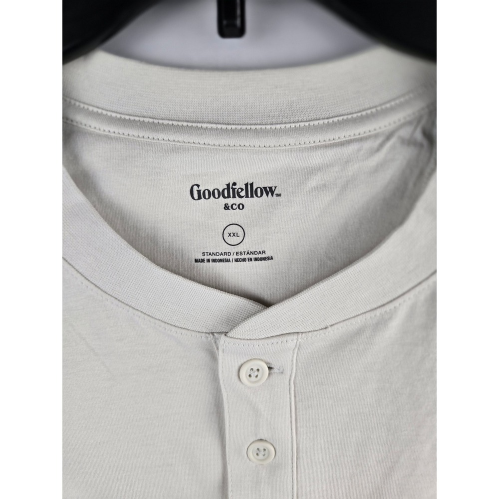 Goodfellow & Co Mens XXL Long Sleeve Henley Shirt Cream Off White Cotton Blend - Picture 3 of 5